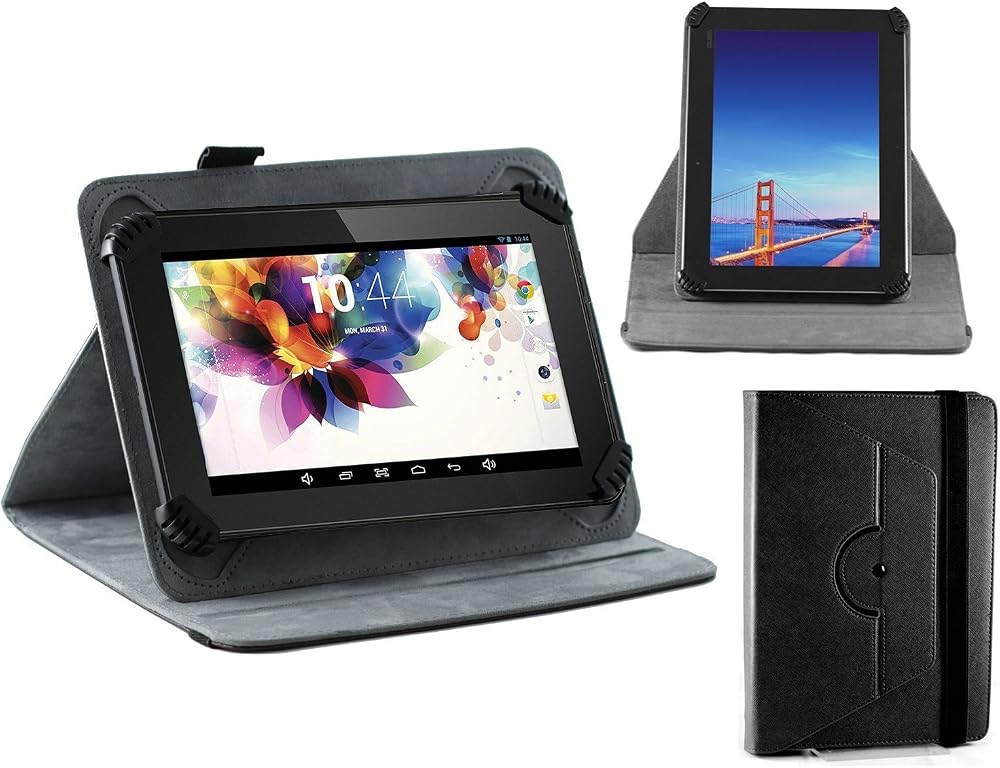 Navitech Black Faux Leather Case for Kindle Fire HDX 7" with 360 Stand (Blue)