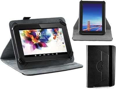 Navitech Black Faux Leather Case for Kindle Fire HDX 7" with 360 Stand (Blue)