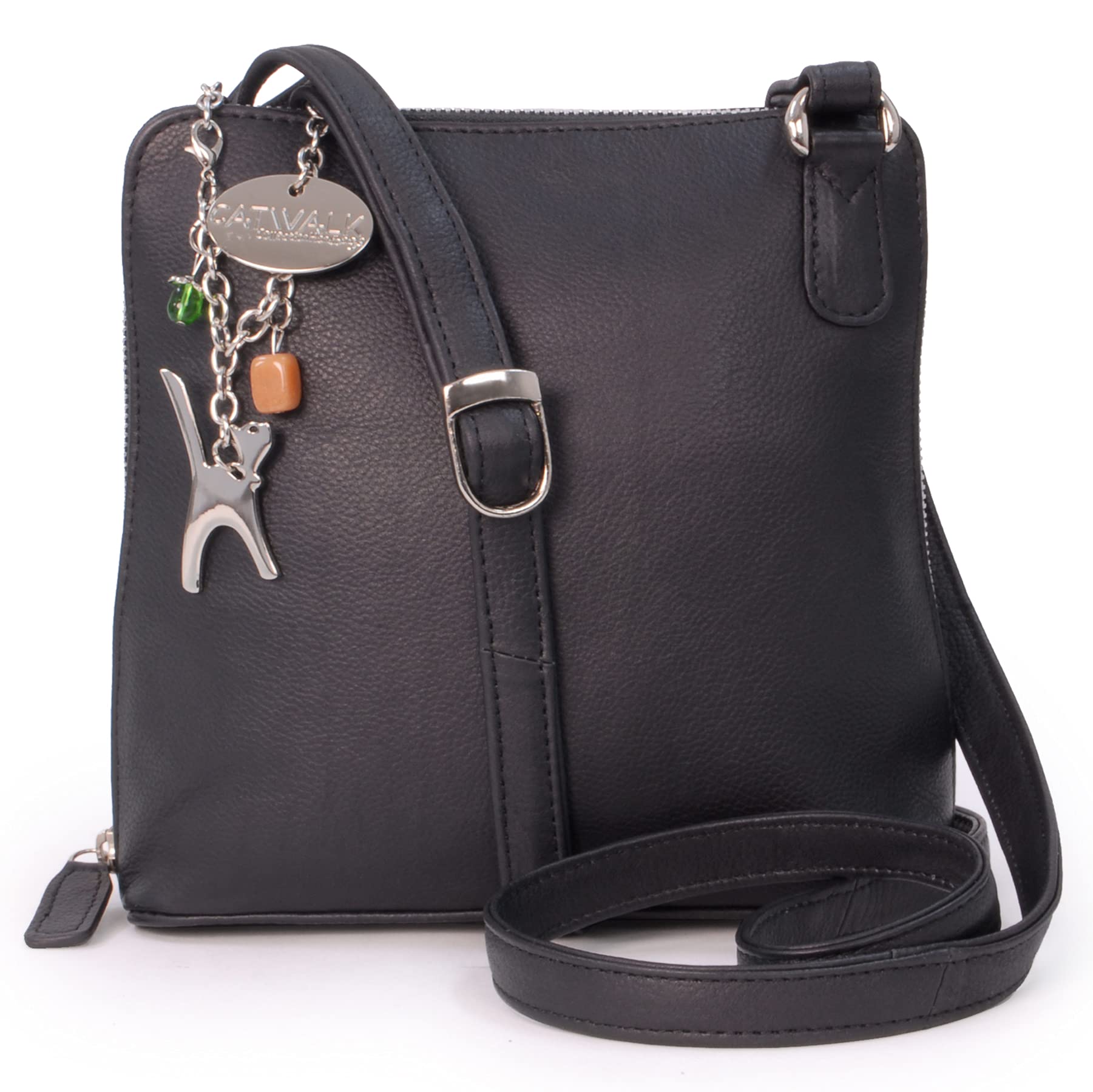 Catwalk Collection Handbags - Women's Medium Leather Cross Body Bag - Shoulder Bag With Long Adjustable Strap - Eleanor