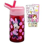Disney Minnie Mouse Stainless Steel Water Bottle for Girls - 14 Oz Reusable Canteen for Home, School, Plus Stickers, More | Minnie Mouse Water Bottle