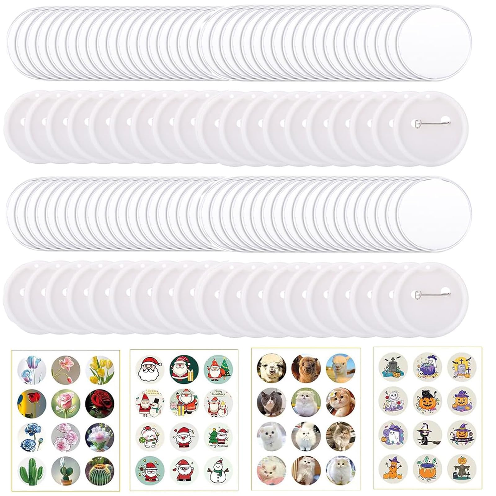Pack of 48 Button Parts for Badge Maker Machine, 55 mm (2.16 inches) DIY Pin Badge Maker Press Machine with Button Parts & Pictures