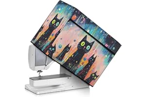 Mumeson Black Cats with Flower Sewing Machine Dust Cover for Most Standard Sewing Machine Foldable Durable Sewing Machine Cover with Pockets