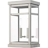 Livex Lighting 20702-91 Hopewell 2 Light Outdoor Wall Lantern, Brushed Nickel