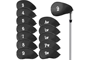 RAINFLOW 12 Pcs Golf Iron Covers Set - Synthetic Leather Golf Iron Head Covers for Clubs Fit Most Brands