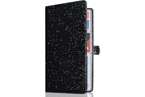 CAWEET Car Registration and Insurance Holder Vehicle Glove Box Organizer Leather Car Document Holder for Driver's License, ID, Key Information Cards with Magnetic Closure, Glitter Black