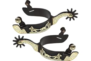 Centmehr Western Men's Antiqued Spurs with Hand Engraved Trims and Rowel