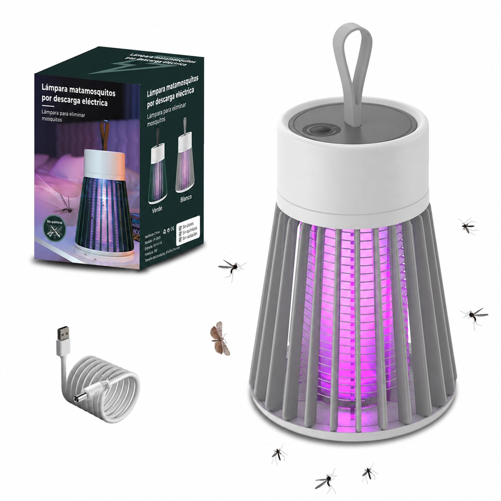 Zapfie Mückenlampe, Simply Zap, Zapper Mückenlampe Camping, Mückenfalle Mückenlampes Akku, Moskito Lampe, Wiederaufladbar, Wasserdicht Ipx4 für Küche Innen Außen Camping (Grau1.0)