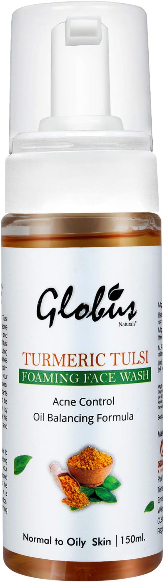Globus Naturals Turmeric Tulsi Acne control Foaming Face wash, 150 ml