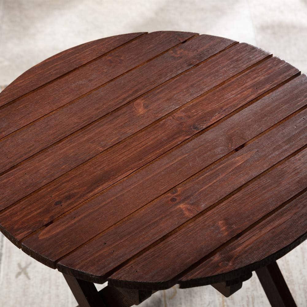 B&Z KD-41N Adirondack Round Portable Outdoor Folding Side Table Rustic Brown : Garden & Outdoor
