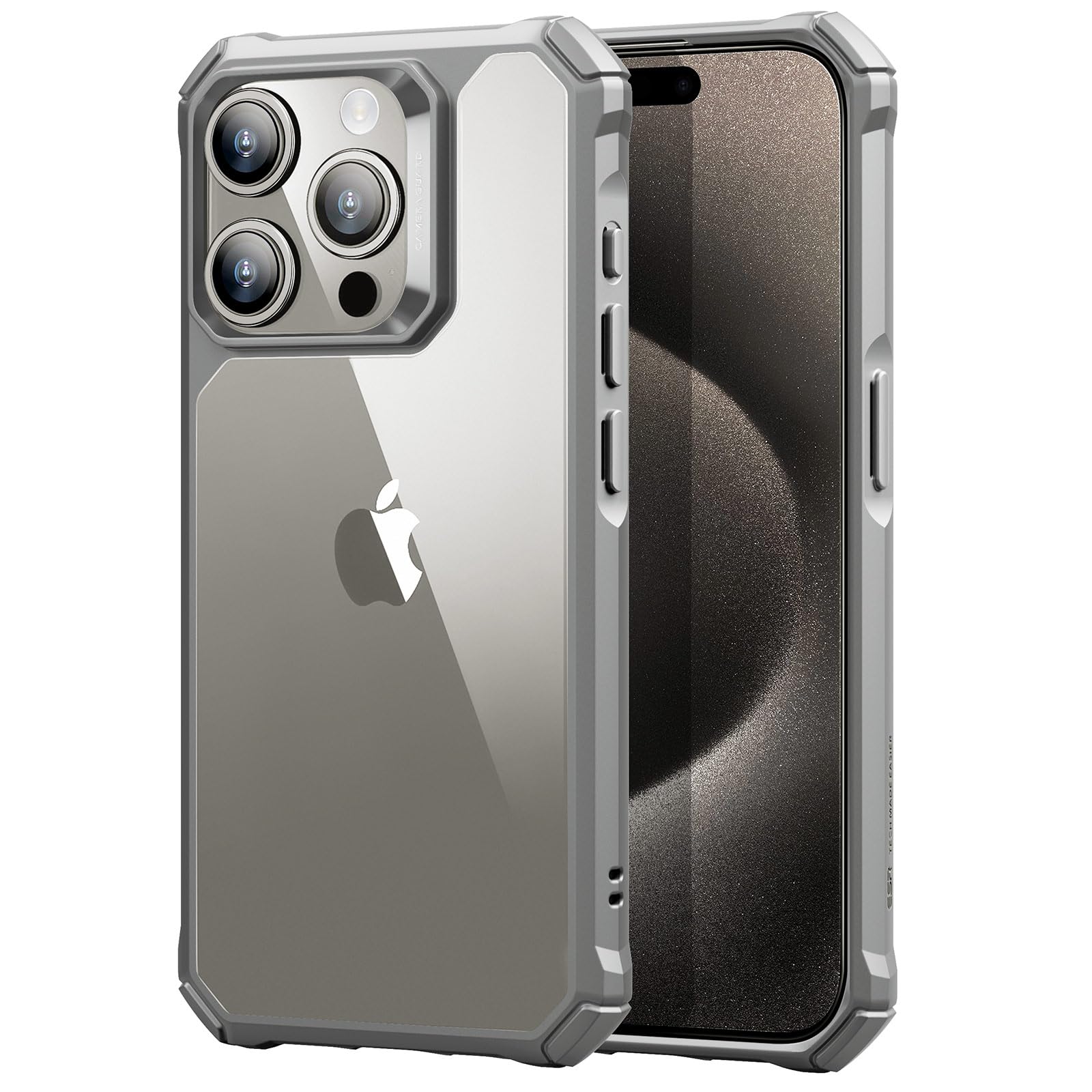 Photo 1 of ESR for iPhone 15 Pro Case, Military-Grade Protection, Shockproof Air Guard Corners, Yellowing-Resistant Acrylic Back, Phone Case for iPhone 15 Pro, Air Armor Series, Clear Grey