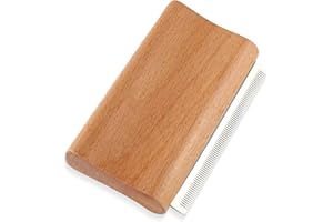 Dog Deshedding Brush, Wooden Puppy Kitten Hair Shedding Brush with Fine Comb Teeth Deshedding Grooming for Small Medium Large