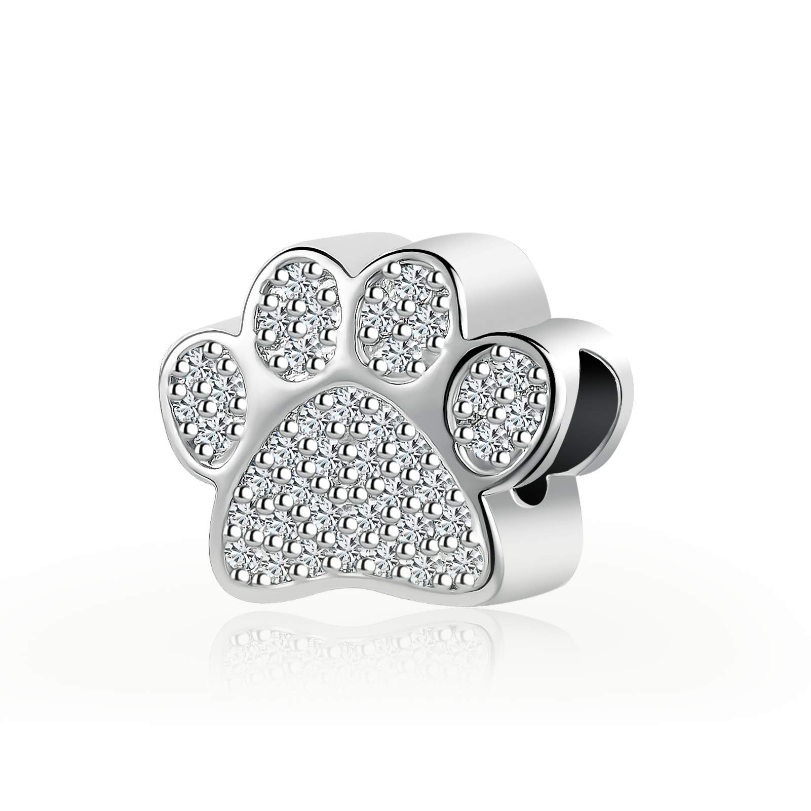 Dog Cat Animal Paw Print Charm fits Pandora Charms Bracelets Christmas Birthday Jewellery Gift for Women Daughter Sister Granddaughter
