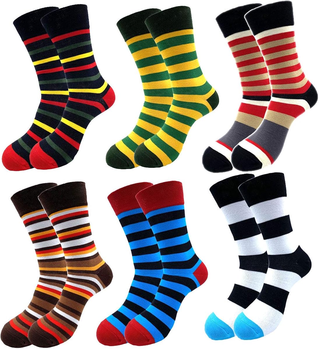 Men's Fun Set Dress SocksColorful Funny Novelty Cotton Funky Crew