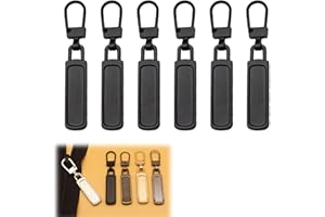 CUNSWEN Zipper Pull Replacement, Detachable Zipper Pull Tabs for Jackets Backpacks Luggage Purses Coats – Easy to Install, Durable Zinc Alloy – Available in Black, Gold, Silver (6 Pack Black)