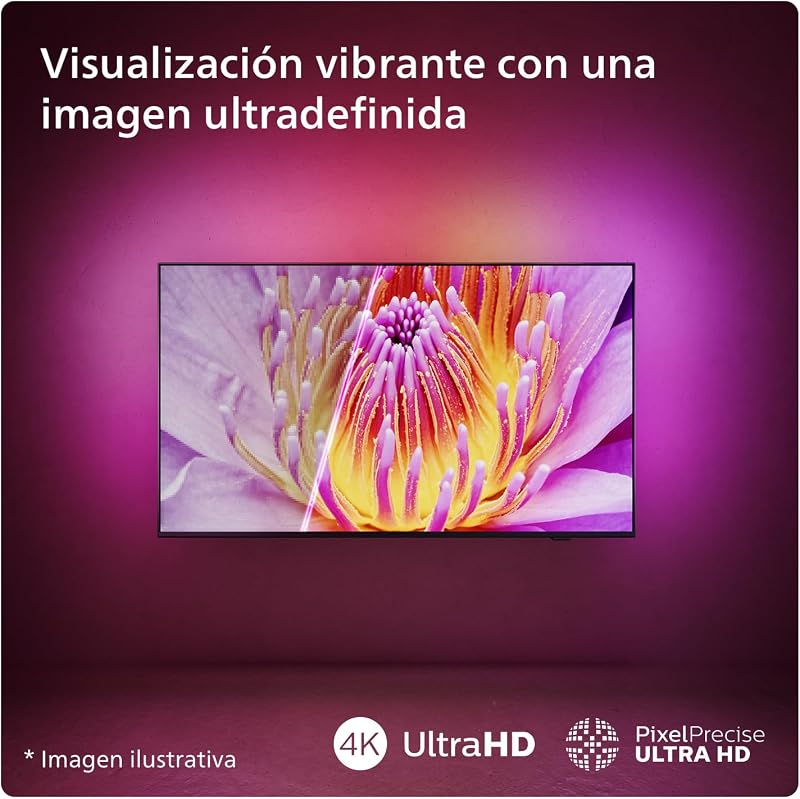 Ambilight 55PUS8109 Smart TV 4K LED - Pantalla de 55 Pulgadas con Plataforma Titan OS, Pixel Precise Ultra HD y Sonido Dolby Atmos, Funciona con Alexa y Asistente de Google - Cromo Satinado