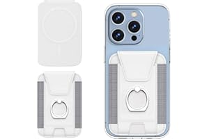 MAZYOYO Magnetic Phone Wallet, Women's Card Case with Minimalist Pocket Cards Sleeve, Slim RFID Blocking Card Wallet for Back of iPhone 15/14/13/12, White