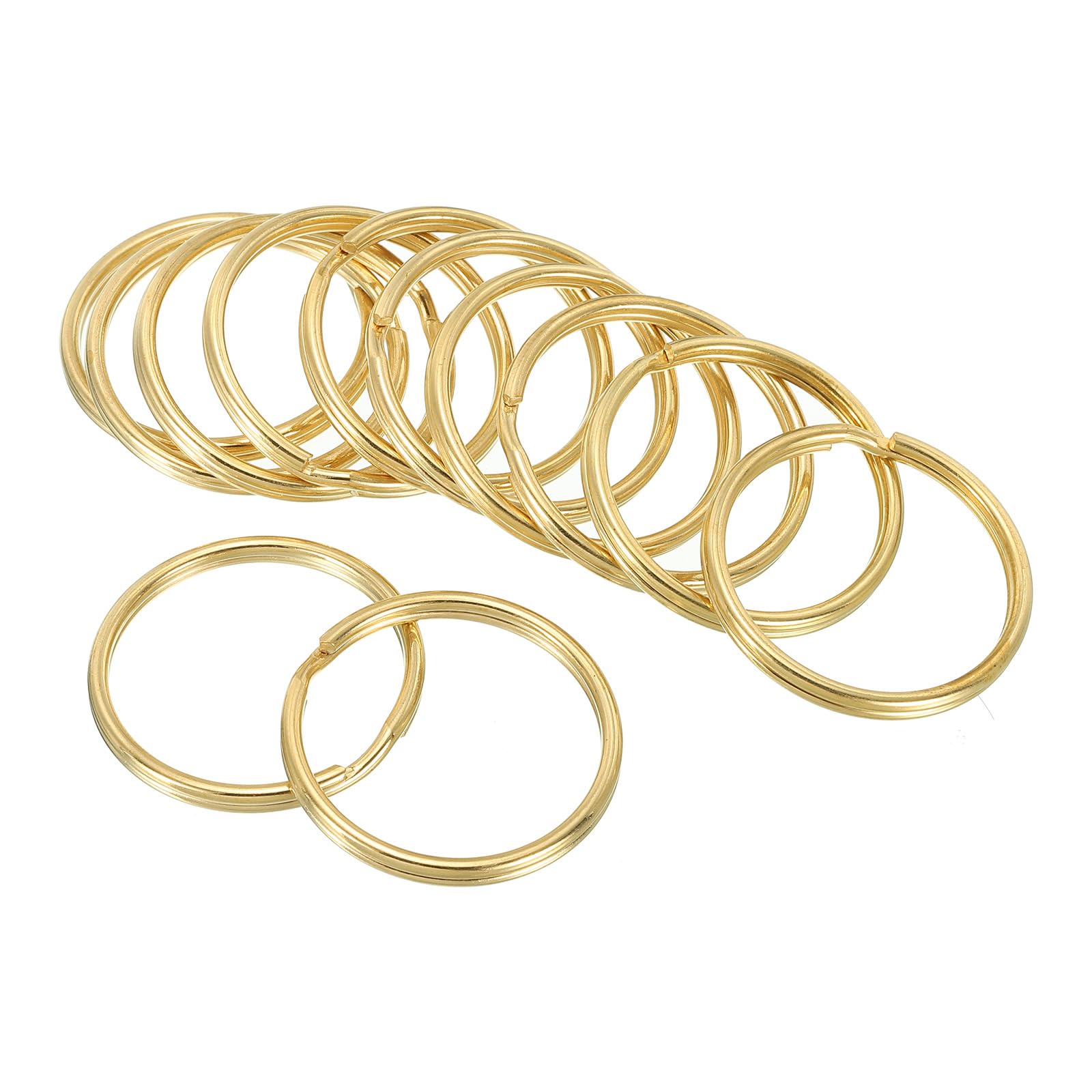 PATIKIL Key Rings for Keychain, 12 Pack 35mm Dia Pure Brass O Ring Round Split Key Ring Loop Buckles for Leather Craft Purse Bag