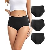 Dtuomo Period Underwear for Women Heavy Flow 60ml - High Waist Long Staple Combed Cotton Leak Proof Menstrual Panties 3 Pack