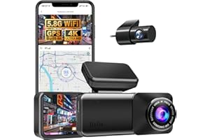 𝐎𝐬𝐦𝐨 Dashcam Pro 4K Wireless Car Dashcam Front Rear, 5.8GHZ WiFi, GPS, Free 64GB Card, Dash Cam with Parking Monitor (Bla
