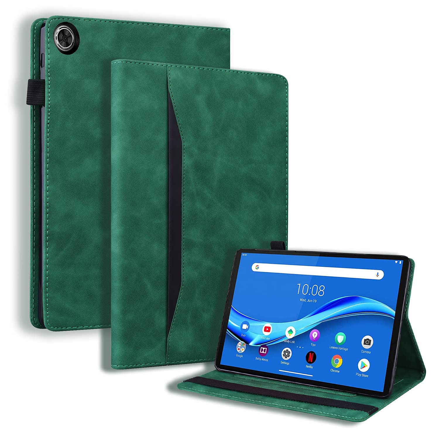 Auslbin Case for Lenovo Tab M10 FHD Plus 10.3 Inch TB-X606X/X606F Tablet,[Premium PU Leather][Auto Wake/Sleep][Pen Holder][Multi Angle Kickstand][with Card Slots] - Green
