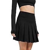 Urban CoCo Women's School Uniform Pleated Skirt with Shorts High Waisted Basic Solid Mini Skirts