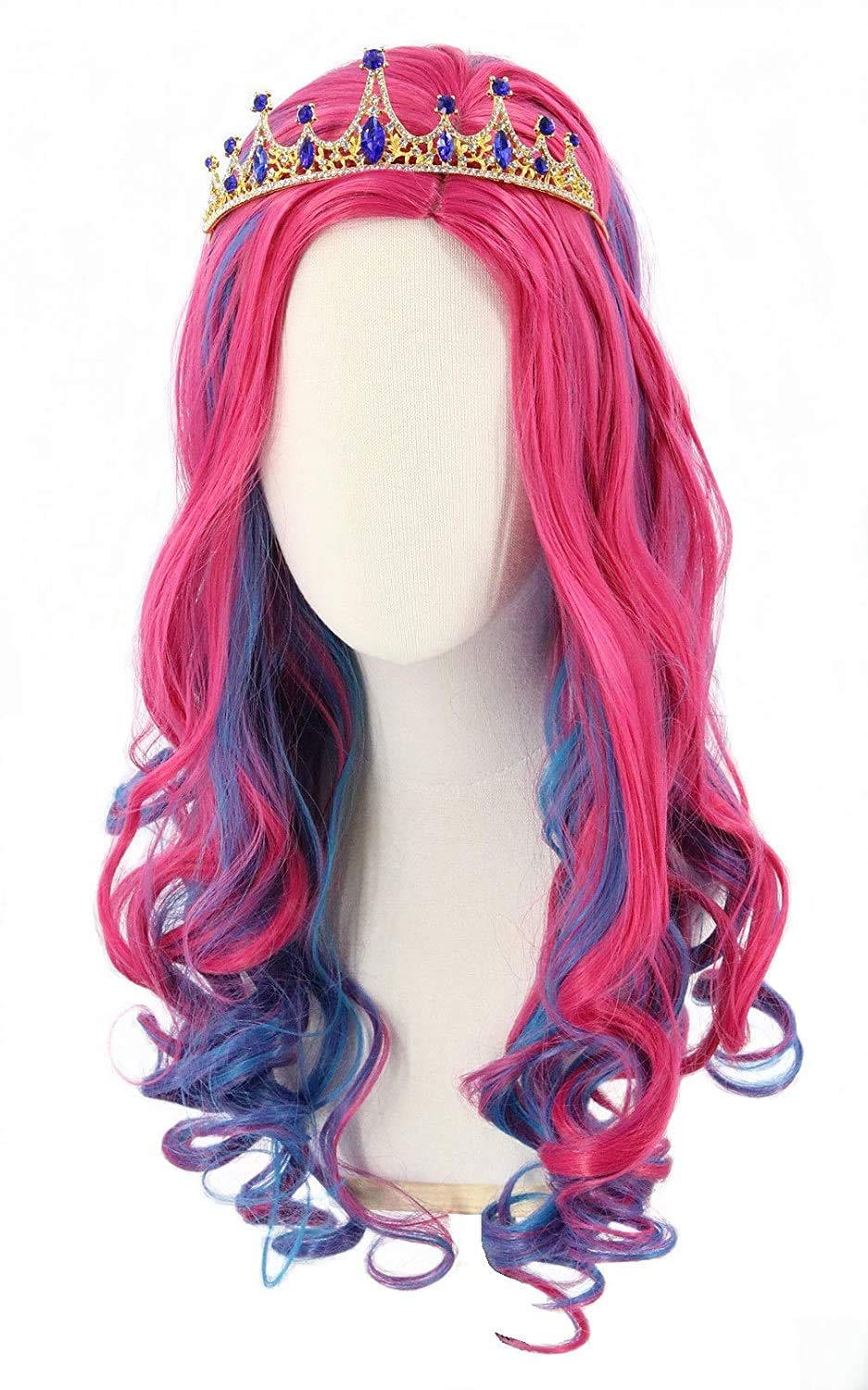 Topcosplay Wig for Women or Girls Long Curly Red Blue Wig for Halloween Costume Fancy Dress Party (Kids)