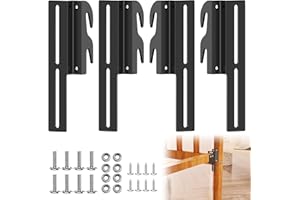 YUEYIN 4Pcs 711 Bolt-On to Hook-On Bed Frame Conversion Brackets, Bed Frame Hooks, Universal Headboard Brackets, Widened Hole Slot, Height Adjustable, Black
