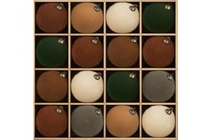 JORNOY 16-Pack Velvet Christmas Ornaments Ball, Large Flocked Ornaments for Christmas Tree - Shatterproof Decorative Hanging Baubles for Christmas Decor Party (Brown & Green & Beige, 3.12Inch)