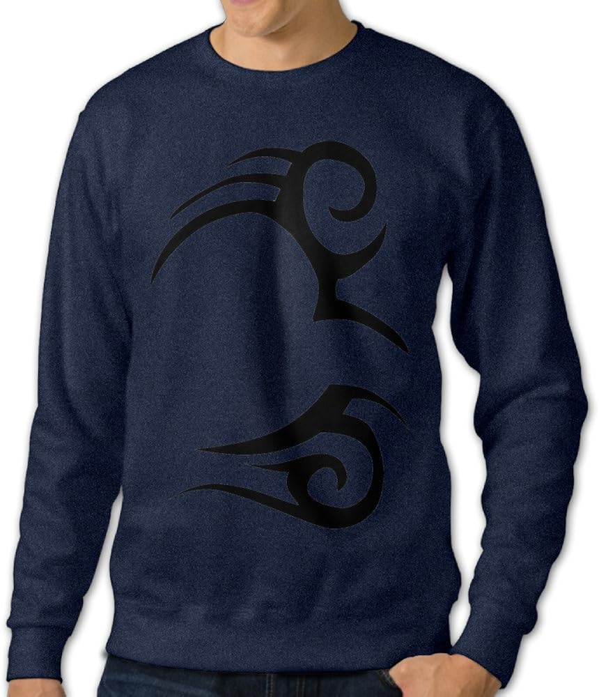 Amz-one Amzone Men's Tattoo Long Sleeve T Shirt Navy