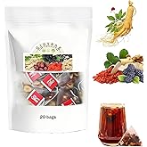Kidney Tea Formula Ginseng Six Treasure Tea, Ginseng Five Treasures Teas, Mulberry Herbal Tea Bags, Six Precious Ingredients Formula, Natural Kidney Cleanse Detox Teabags for Women & Men (20 bags)