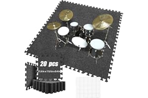 20 Pieces Sound Absorbing Interlocking Floor Mats, 11.8 x 11.8 x 0.4 inches High Density Felt Soundproof Pads Non-Slip Anti V