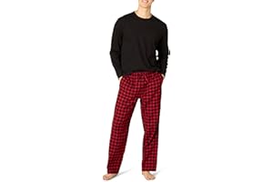 Amazon Essentials Mens Flannel Pant and Long-Sleeve T-Shirt Pajama Set