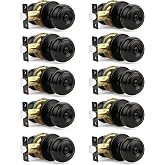 Orger 10 Pack Matte Black Privacy Door Knobs Interior, Classic Round Shape Bedroom Doorknobs with Lock, Keyless Modern Design Door Lockset for Bathroom and Bedroom