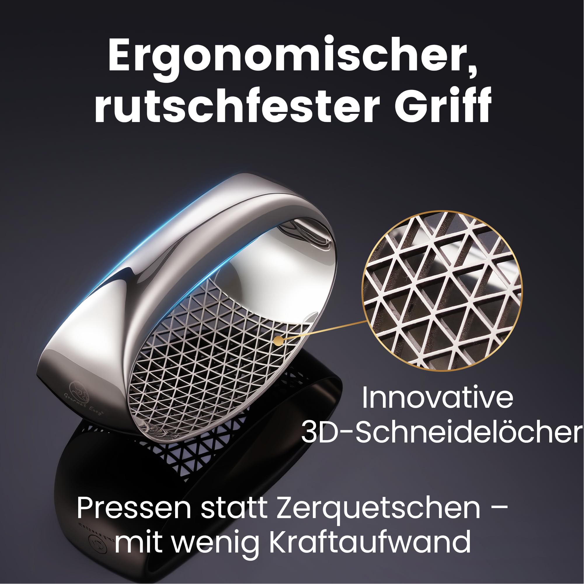 Gourmet Easy Knoblauchwippe Edelstahl, presst statt quetscht 2