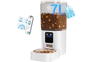 FRIENHUND Automatic Cat Feeder with 5G WiFi: Automatic Dog Feeder with Slow Feed & Smart APP Control, 7L Timed Auto Cat Food Dispenser with Alexa for Pets, Detachable for Easy Cleaning - 29 Cups
