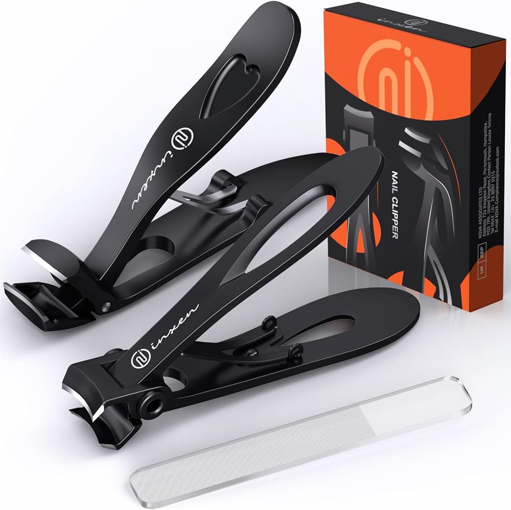 INXEN Toe Nail Clippers Thick Nails 3-Pack Ergonomic Angled 90° Blade Catcher