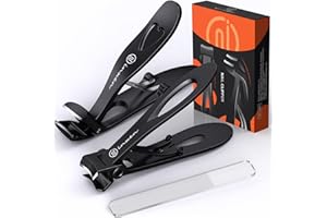 Toenail Clippers for Thick Nails for Seniors| INXEN 3-Pack Ergonomic Heavy Duty Angled Head Nail Clippers with Catcher | Premium Steel Wide Opening Fingernail Clippers Nail Cutter for Men & Women