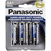 Panasonic 5741 8PC Baterías AA Super Heavy Duty Power Carbono Zinc Doble A Batería 1.5V, Negro (Paquete de 8)