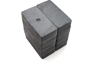 BURNUR Heavy Duty Magnets 1 7/8" X 7/8" X 3/8" Square Magnet, Grade 8 Ferrite Blocks Ceramic Magnets Strong for Crafts, Science and Hobbies (Pack of 10)