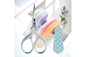 3.6 Inch Small Craft Scissors with Leather Cover for Embroidery, Sewing, Handicraft, DIY, Scrapbooking, Office Tasks, and Tea