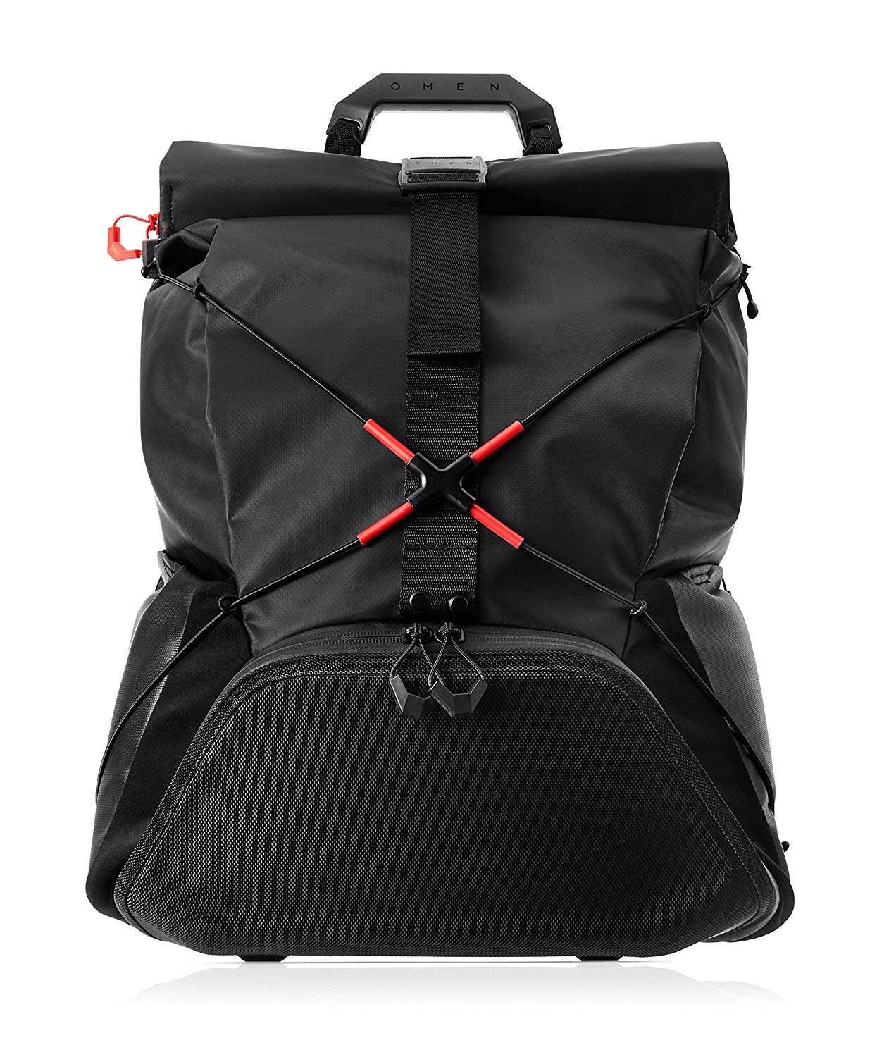 HP OMEN Transceptor 15.6” Gaming Laptop Roll Top Backpack, USB Charging Port. Water-Resistant, RFID-Blocking Pocket, Padded Straps, Luggage Sleeve, 25L (7MT83AA)