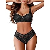 Avidlove Women's Lingerie Set Lace Bra and Panty Sets 2 Piece Lace Babydoll Outfits