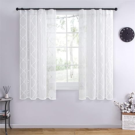 Amazon Topfinel レースカーテン Uvカット 半遮像 遮熱 断熱 省エネ 北欧 おしゃれ 可愛い 洗える 品 幅100cm 丈110cm 2枚組 ホワイト レースカーテン オンライン通販