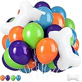 Blue Green Orange Balloons, Blue Green Purple Orange Balloons with Bone Foil Balloon for Girl Boy Theme Birthday Party Decorations Baby Shower Graduation Celebration Backdrop