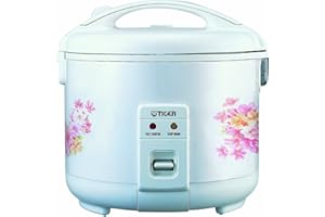 Tiger 10 Cup Electric Rice Cooker / Warmer (Floral White)