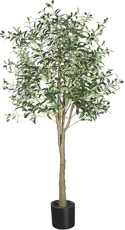 YOLEO 6ft Olive Tree Faux Silk Leaves Indoor Decor Style 2