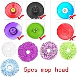 DRSUMLF 5pk Microfiber Spin Mop Head Refill 360 Rotation Standard Round Mop view 6