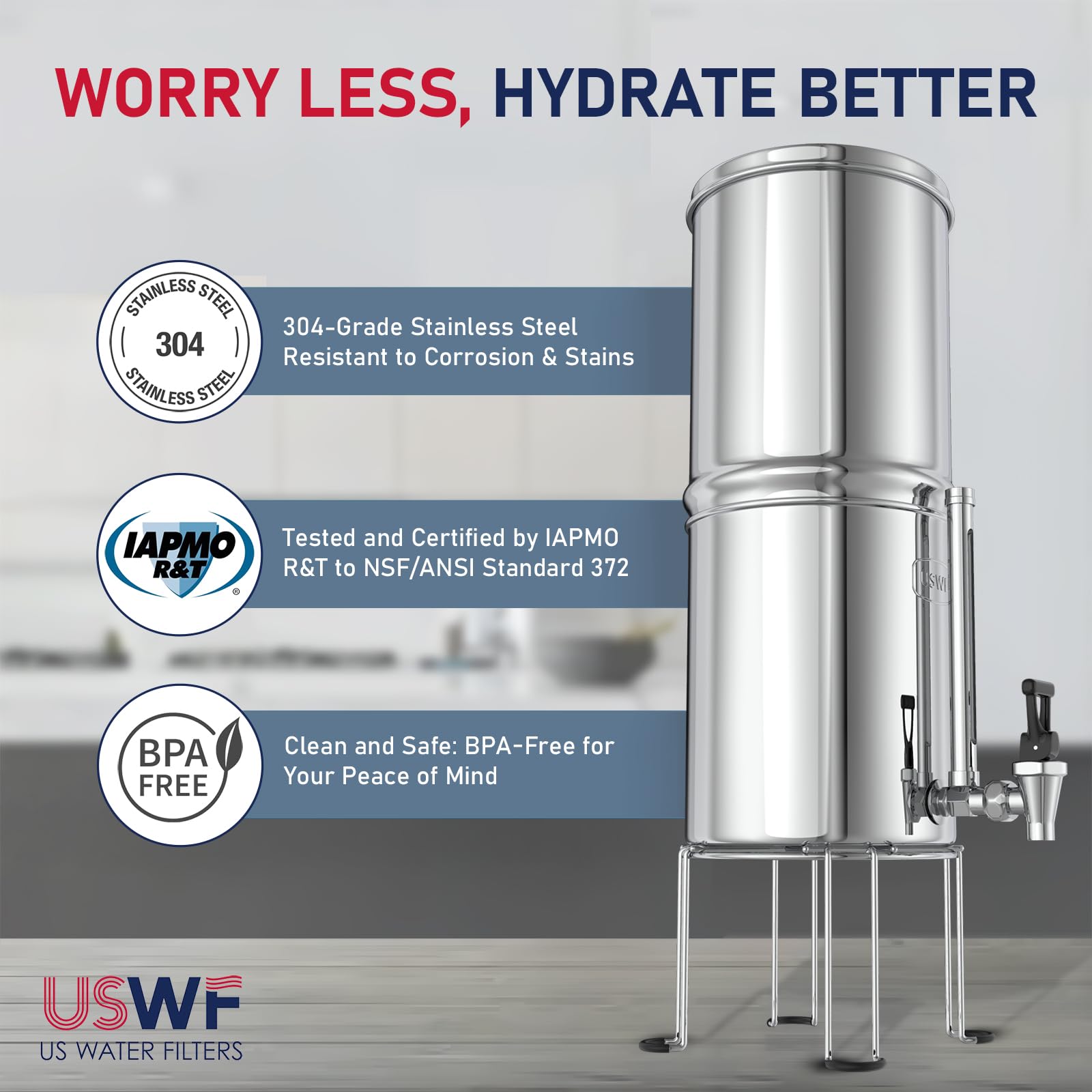 YITAHOME Gravity-fed Water Filter System 2.25-Gallon 304 Stainless - View #8