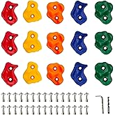 KINSPORY 15pc Rock Wall Climbing Holds for Kid, Play Set Climber Attachment | Colourful anti-slip pig nose rocks, complete mounting hardware for indoor outdoor Children playground &amp; Playset building