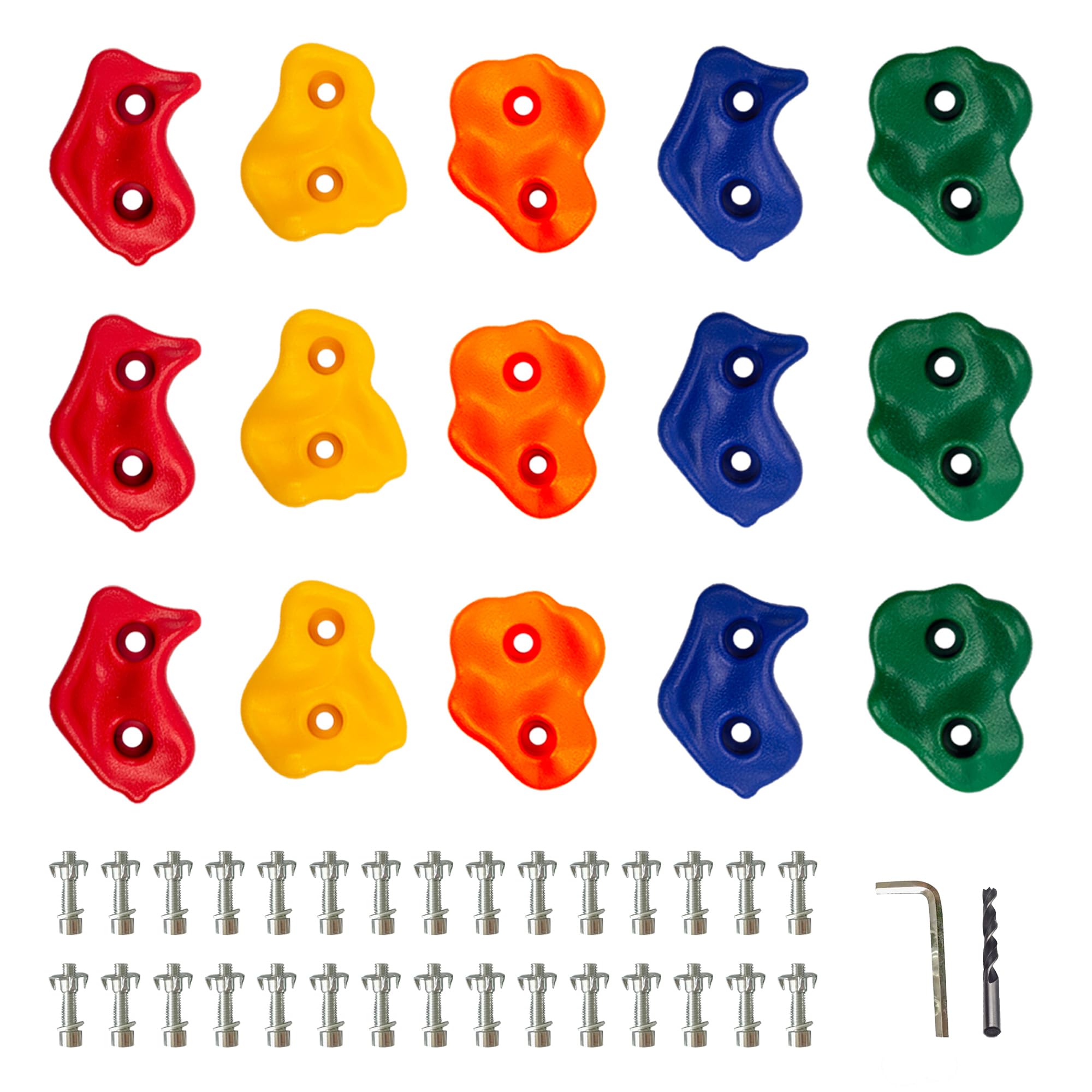 KINSPORY 15Pc Colourful Pig Nose Shape Children Rock Climbing Holds Indoor Outdoor Kids Playground Build - Mounting Hardware Kit Included